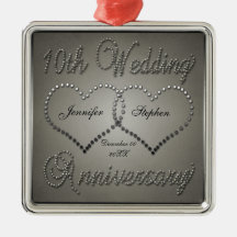 Punched Tin 10 Year Anniversary Square Ornament