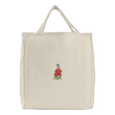 Punk Eyeball Eye of the  Rose Embroidered Tote Bag
