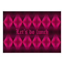 Punk hot pink diamond pattern Let's do Lunch party Personalized Announcements