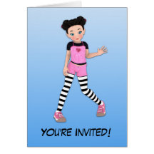 Punky Girl Anime Birthday Party Invitation Cards