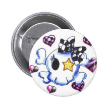 Punky Skull Pinback Buttons