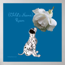 Puppy And Rose Kids Room Personalised Poster