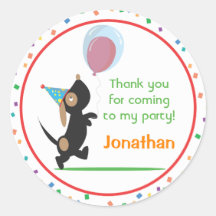 Puppy Birthday Party - Favour Sticker