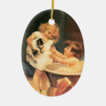 Puppy Taking a Bath Ornaments