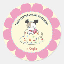 Puppy Tea Party  |  Retro Favour Stickers