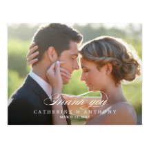 Pure Elegance Wedding Thank You Card - White Postcards