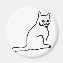 Pure White Cat Sitting Refrigerator Magnet