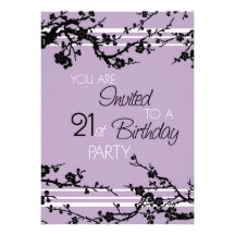 Purple 21st Birthday Party Invitation Card
