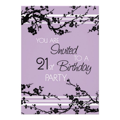 Purple 21st Birthday Party Invitation Card