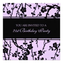Purple 21st Birthday Party Invitations
