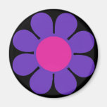 Purple 60's Flower Power Fridge Magnet