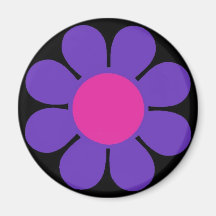 Purple 60's Flower Power Fridge Magnet