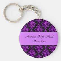 Purple and Black Damask Prom Formal Favour Key Chains