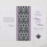 Purple and Black Damask Wedding Program Full Colour Flyer