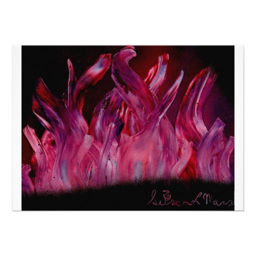 Purple and black flames in Spray Paint Personalized Announcements