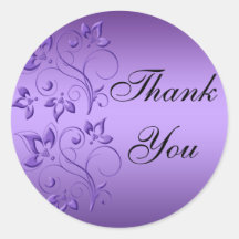 Purple and Black Floral Thank You Sticker