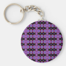 Purple and Black Fractal Pattern Key Chains