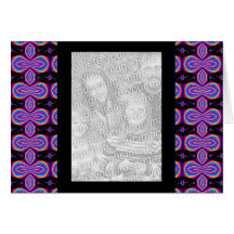Purple and black fractal photo frame greeting cards