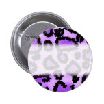 Purple and Black Leopard Print Pattern. Pinback Buttons