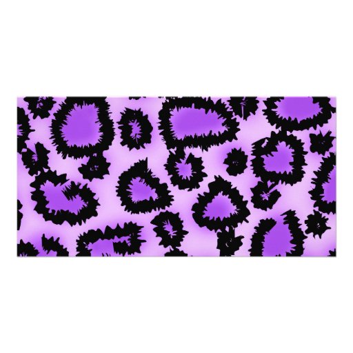 Purple and Black Leopard Print Pattern. Photo Cards