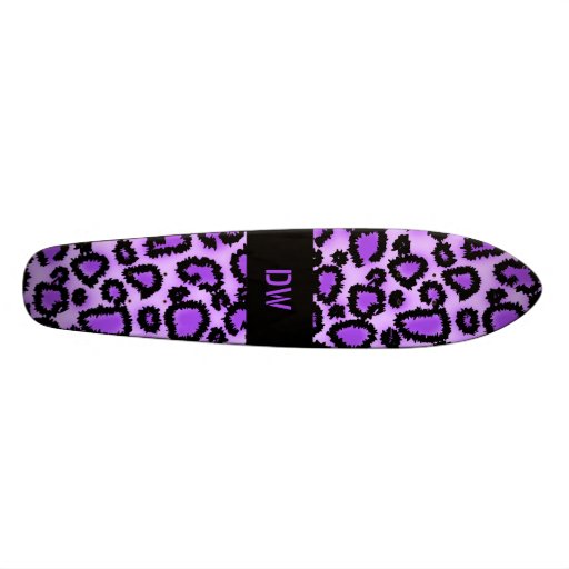 Purple and Black Leopard Print Pattern. Skate Deck