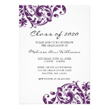 Purple and Black Swirl Graduation Announcement
