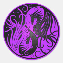 Purple and Black Yin Yang Phoenix Stickers