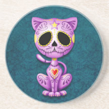 Purple and Blue Zombie Sugar Kitten Coasters