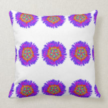 Purple and Brights Pom-Pom Kaleidoscope on White Pillow