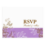 Purple and Brown Floral RSVP Postcard