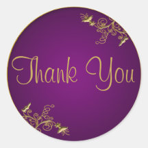 Purple and Gold 1.5" Diameter Thank You Sticker