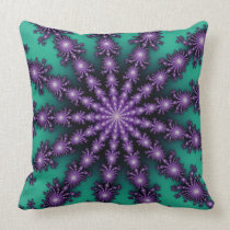 Purple and Green Fractal Star Throw Pillow pillows