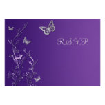 Purple and Grey Floral with Butterflies Reply Card Personalised Announcement