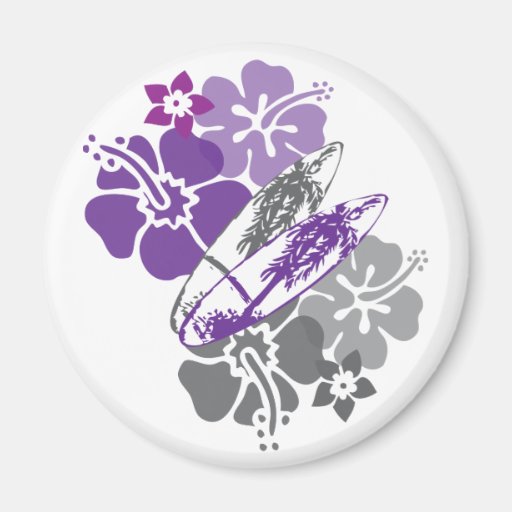 Purple and Grey Surf Boards Refrigerator Magnet