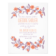 Purple and Orange Floral Banners Wedding Shower Personalized Invite
