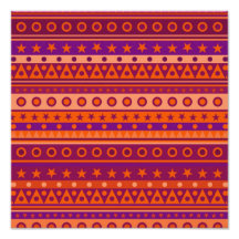 Purple and Orange Stripy Stars and Spots Pattern Photograph
