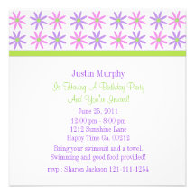 Purple and Pink Flower Party Invitations