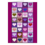 Purple and Pink Heart Squares Card