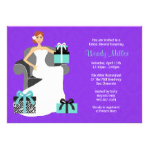 Purple and Turquoise Bridal Shower Invitation