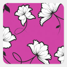 Purple and White Floral Print Stickers