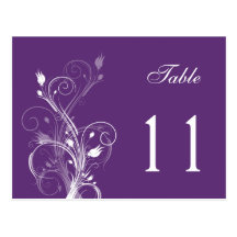 Purple and White Floral Table Number Post Card