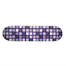 Purple and white mosaic skateboard decks