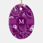 Purple and White Paisley Christmas Ornament