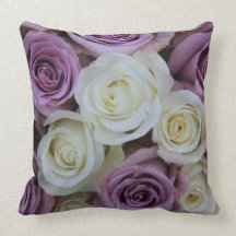 Purple and white roses pillow