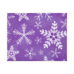 Purple and White Snowflake Pattern Stretched Canvas Print