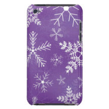Purple and White Snowflake Pattern iPod Case-Mate Cases