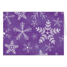 Purple and White Snowflake Pattern Greeting Card