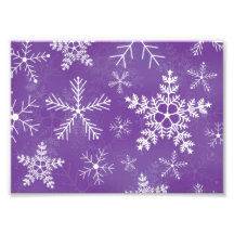 Purple and White Snowflake Pattern Photo Print