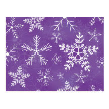 Purple and White Snowflake Pattern Post Card
