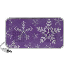Purple and White Snowflake Pattern Travelling Speaker